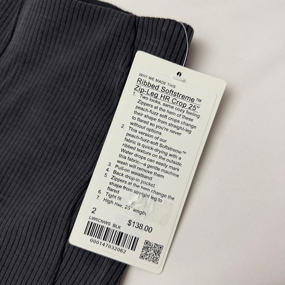 Lululemon Ribbed Softstreme Zip Leg High-Rise Crop Pant 25” - Black, Size 2 - Picture 9 of 9